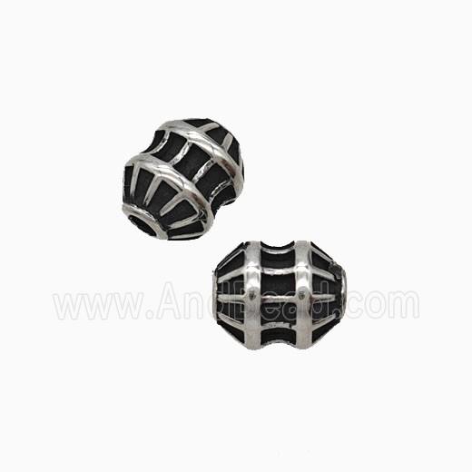 Stainless Steel Barrel Beads Antique Silver