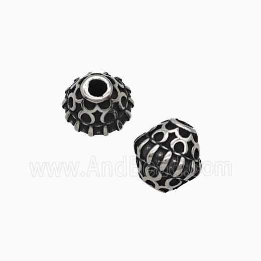 Stainless Steel Bicone Beads Antique Silver