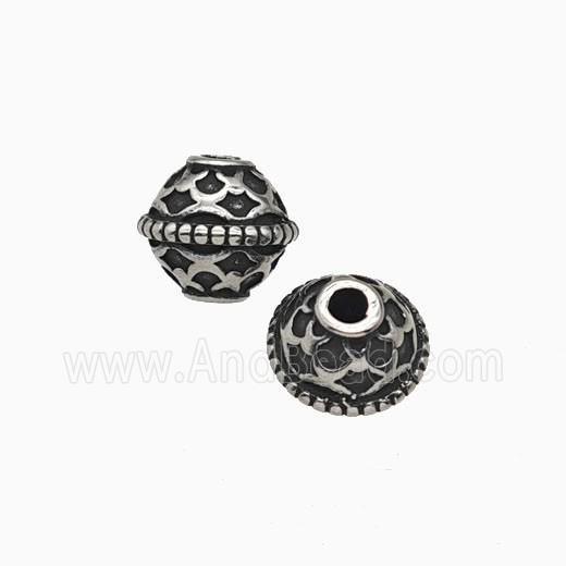 Stainless Steel Bicone Beads Antique Silver