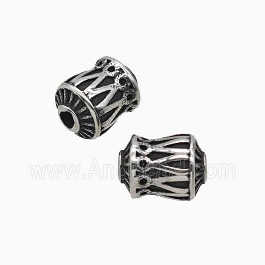Stainless Steel Lotus Beads Antique Silver