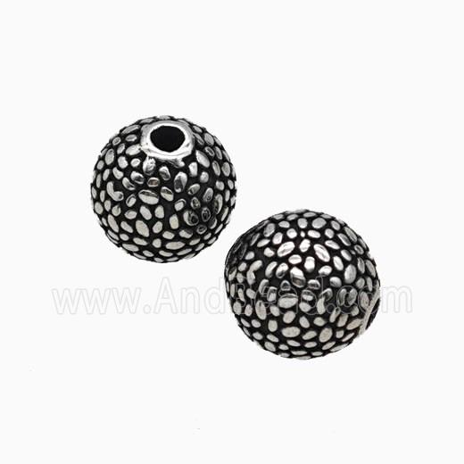 Stainless Steel Round Beads Antique Silver