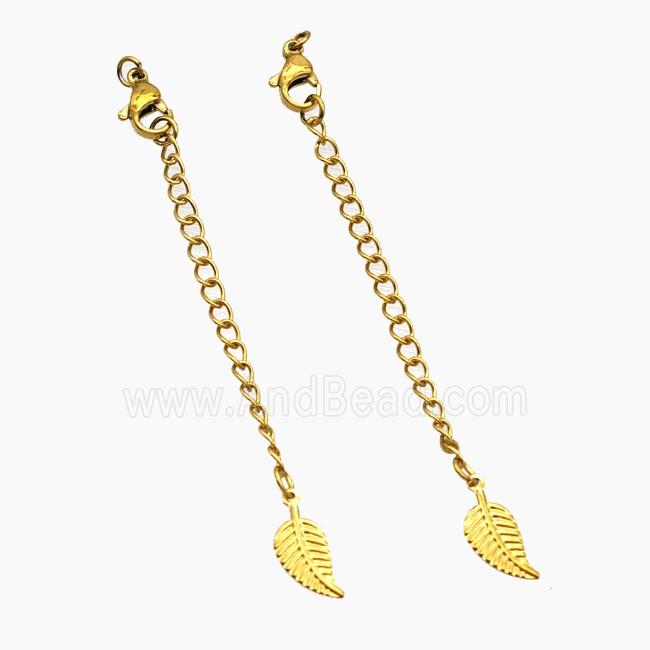 Stainless Steel Necklace Extender Leaf Gold Plated