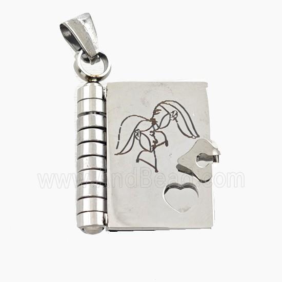 Raw Stainless Steel Frame Locket Pendant