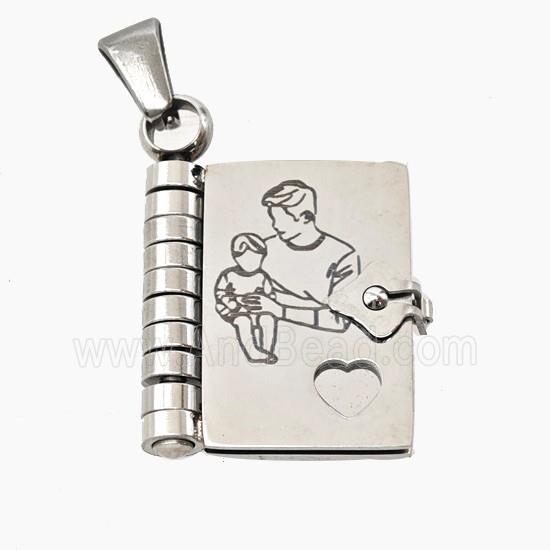 Raw Stainless Steel Frame Locket Pendant