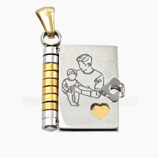 Stainless Steel Frame Locket Pendant Gold Plated