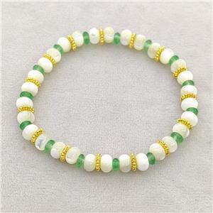 MOP Shell Bracelets Stretchy Rondelle, approx 6mm