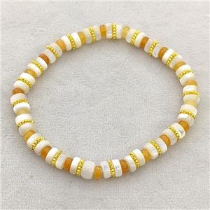 Coffee MOP Shell Bracelets Stretchy Rondelle, approx 6mm
