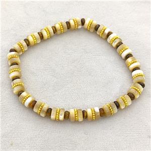Coffee MOP Shell Bracelets Stretchy Rondelle, approx 6mm