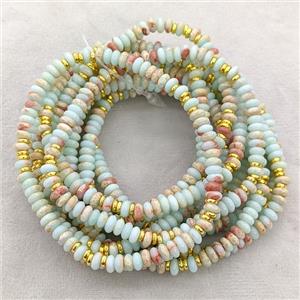 Synthetic Snakeskin Jasper Bracelet Blue Stretchy Rondelle, approx 4mm
