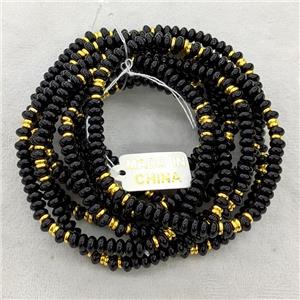 Natural Black Obsidian Bracelet Stretchy Rondelle, approx 4mm