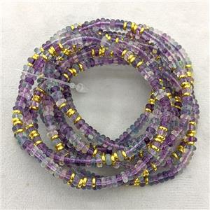 Natural Purple Fluorite Bracelets Stretchy Rondelle, approx 4mm
