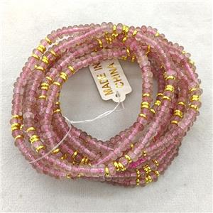 Natural Pink Strawberry Quartz Bracelets Stretchy Rondelle, approx 4mm