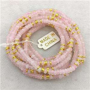 Natural Pink Rose Quartz Bracelets Stretchy Rondelle, approx 4mm