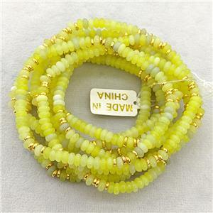 Natural Lemon Jade Bracelets Stretchy Rondelle Olive, approx 4mm