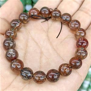 Natural BlackGolden Super7 Rutilated Quartz Bracelet Stretchy, approx 10mm