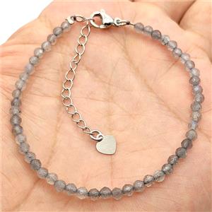 Natural Labradorite Bracelet With Copper Clasp, approx 3mm, 17-22cm length