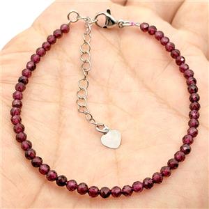 Natural Red Garnet Bracelet With Copper Clasp, approx 3mm, 17-22cm length