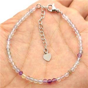 Natural Fluorite Bracelet With Copper Clasp, approx 3mm, 17-22cm length