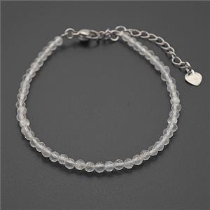 gemstone bracelet, faceted round, approx 3.5mm, 17-22cm length