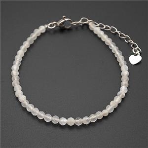 Natural White Moonstone Bracelet With Copper Clasp, approx 3.5mm, 17-22cm length