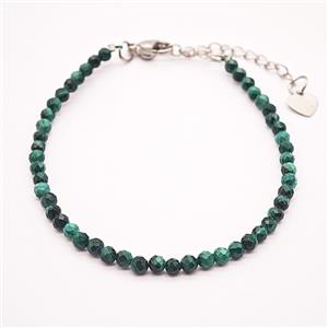 Natural Green Malachite Bracelet With Copper Clasp Platinum Plated, approx 3.5mm, 17-22cm length