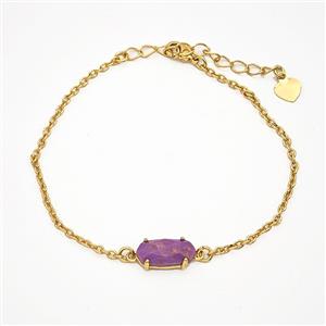 Gemstone Bracelet, Gold Plated, approx 7-14mm, 19-24cm length