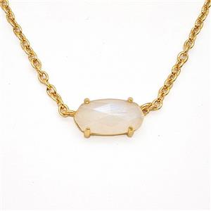 Gemstone Necklace, Gold Plated, approx 7-14mm, 45-50cm length