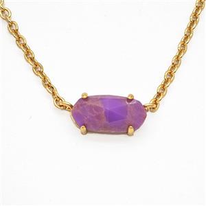 Gemstone Necklace, Gold Plated, approx 7-14mm, 45-50cm length