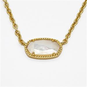 Gemstone Necklace, Gold Plated, approx 9-16mm, 45-50cm length