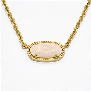 Gemstone Necklace, Gold Plated, approx 9-16mm, 45-50cm length