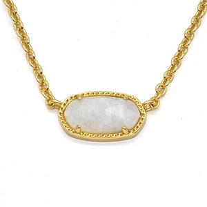 Gemstone Necklace, Gold Plated, approx 9-16mm, 45-50cm length