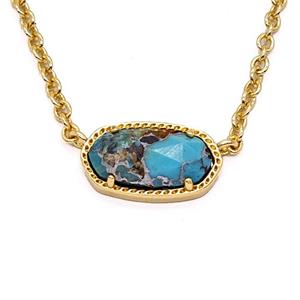 Gemstone Necklace, Gold Plated, approx 9-16mm, 45-50cm length