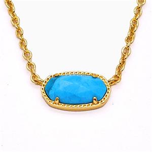 Gemstone Necklace, Gold Plated, approx 9-16mm, 45-50cm length