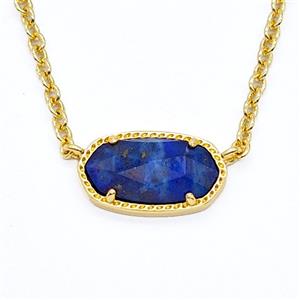 Gemstone Necklace, Gold Plated, approx 9-16mm, 45-50cm length