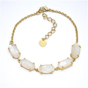 Gemstone Necklace, Gold Plated, approx 7-14mm, 22-27cm length