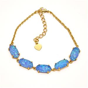 Gemstone Bracelet, Gold Plated, approx 7-14mm, 22-27cm length