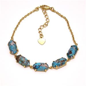 Gemstone Bracelet, Gold Plated, approx 7-14mm, 22-27cm length