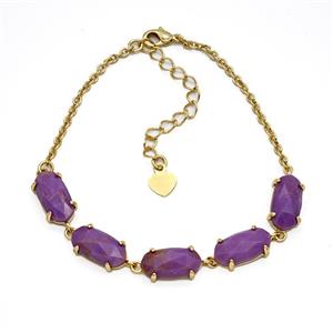 Gemstone Bracelet, Gold Plated, approx 7-14mm, 22-27cm length