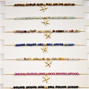 Gemstone Bracelet With Starfish Mixed, approx 8mm, 2mm, 16-24cm length