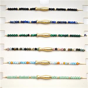 Gemstone Bracelet With Fish Mixed, approx 3-14mm, 2mm, 16-24cm length