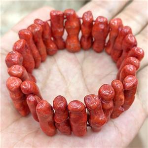 Red Coral Stick Bracelets Dye Stretchy, approx 6-25mm