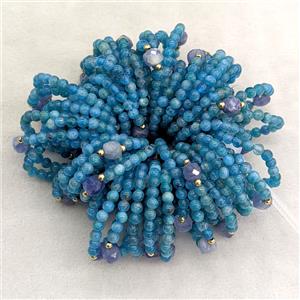 Blue Apatite Rings Stretchy, approx 3mm, 18mm dia