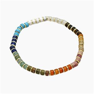Mix Gemstone Heishi Bracelets Stretchy, approx 4mm