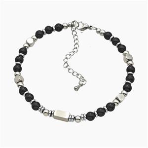 Black Onyx Agate Bracelets Adjustable, approx 4.5mm, 18-23cm length