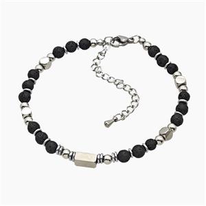 Black Lava Bracelets Adjustable, approx 4.5mm, 18-23cm length