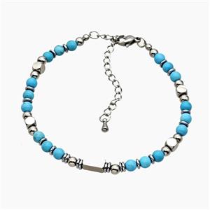 Blue Dye Turquoise Bracelets Adjustable, approx 4.5mm, 18-23cm length