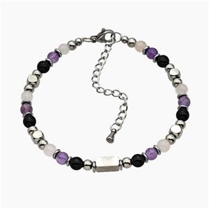 Mix Gemstone Bracelets Adjustable, approx 4.5mm, 18-23cm length