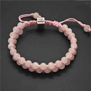Pink Rose Quartz Bracelets Adjustable, approx 6.5mm, 60mm dia