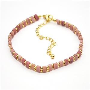 Pink Wood Lace Jasper Bracelets Adjustable, approx 5mm, 17-22cm length