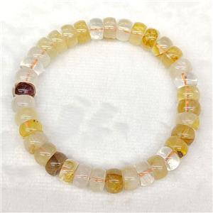 Natural Yellow Hematoid Quartz Bracelets Rondelle Stretchy, approx 8mm